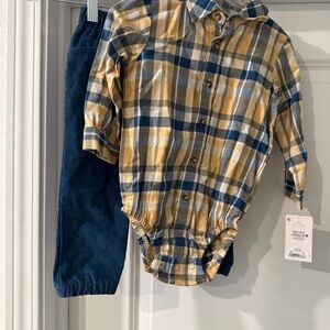 Carter’s just one you 2 piece set 18M Corduroy drawstring pants. NWT